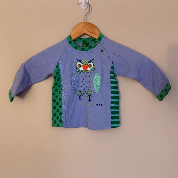 NWT Rag Mart Baby Funky Eclectic Green and Blue Owl Appliqué Matching Set Sz 80 - Picture 2 of 5